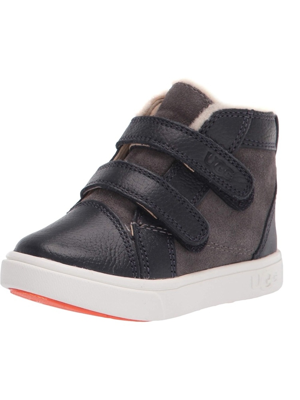 UGG Toddler Rennon II Hi-Top Leather
Sneakers, Color:Navy/Gray (Size:6)